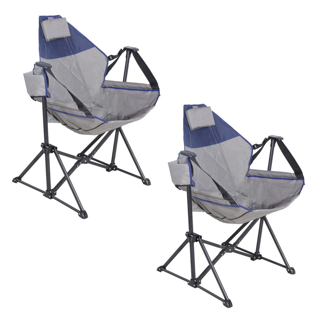 Ainfox 2PCS  Adults Heavy Duty Camping Chair High Back Folding Chair with Thickened Steel FramePadded Portable Outdoor Chair