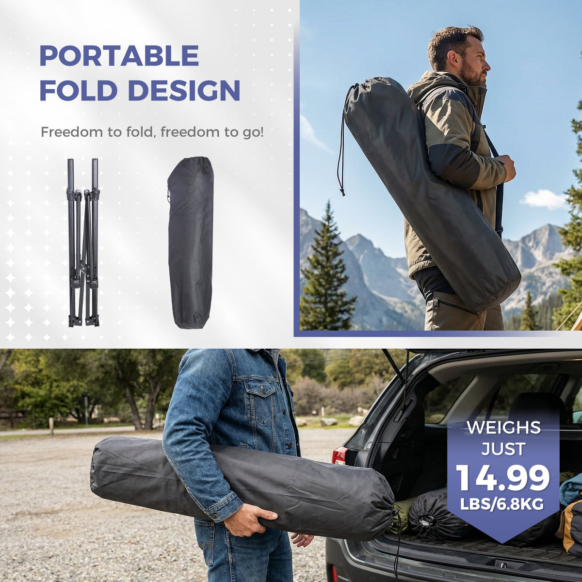 Ainfox 2PCS  Adults Heavy Duty Camping Chair High Back Folding Chair with Thickened Steel FramePadded Portable Outdoor Chair