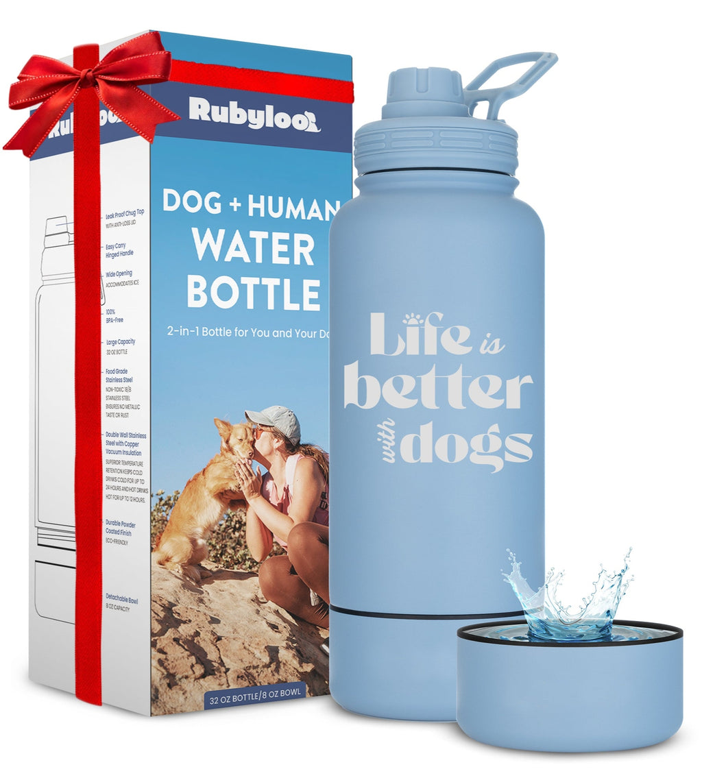 Dog + Human Water Bottle with Detachable Dog Bowl