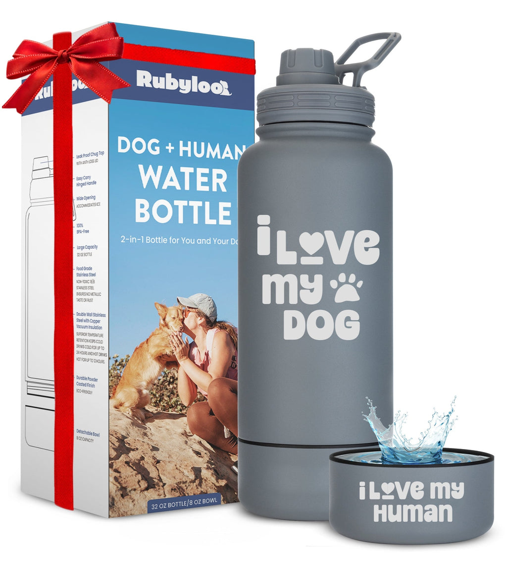 Dog + Human Water Bottle with Detachable Dog Bowl