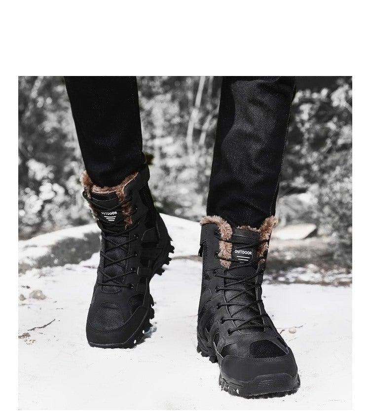 Mens Outdoor Sports Hiking Boots Wear Resisting Work Shoes Footwear Mountain Sport Mid-Cut Black Hiking Boots Outdoor Mountaineering Outdoor Winter Shoes