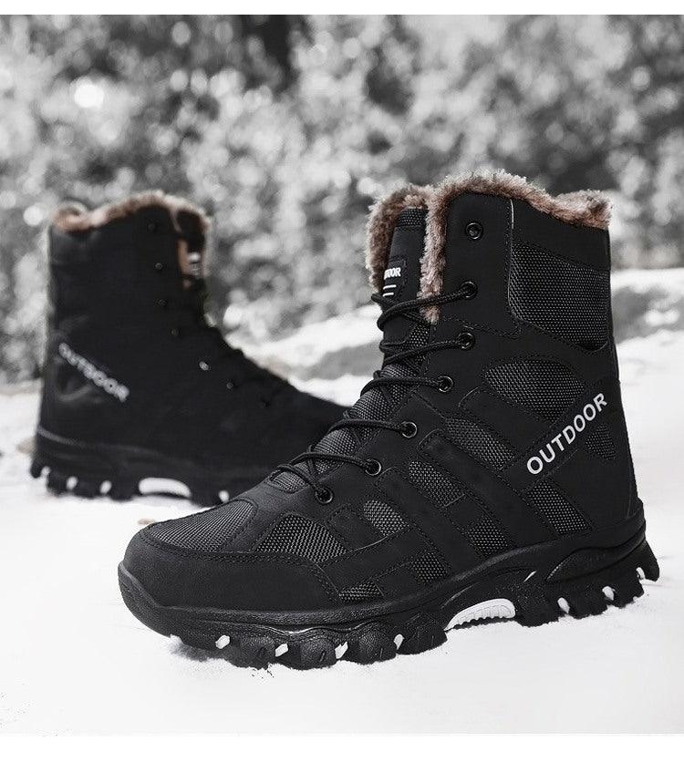 Mens Outdoor Sports Hiking Boots Wear Resisting Work Shoes Footwear Mountain Sport Mid-Cut Black Hiking Boots Outdoor Mountaineering Outdoor Winter Shoes