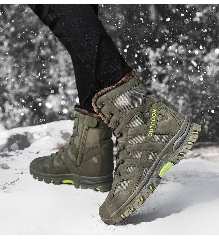 Mens Outdoor Sports Hiking Boots Wear Resisting Work Shoes Footwear Mountain Sport Mid-Cut Black Hiking Boots Outdoor Mountaineering Outdoor Winter Shoes